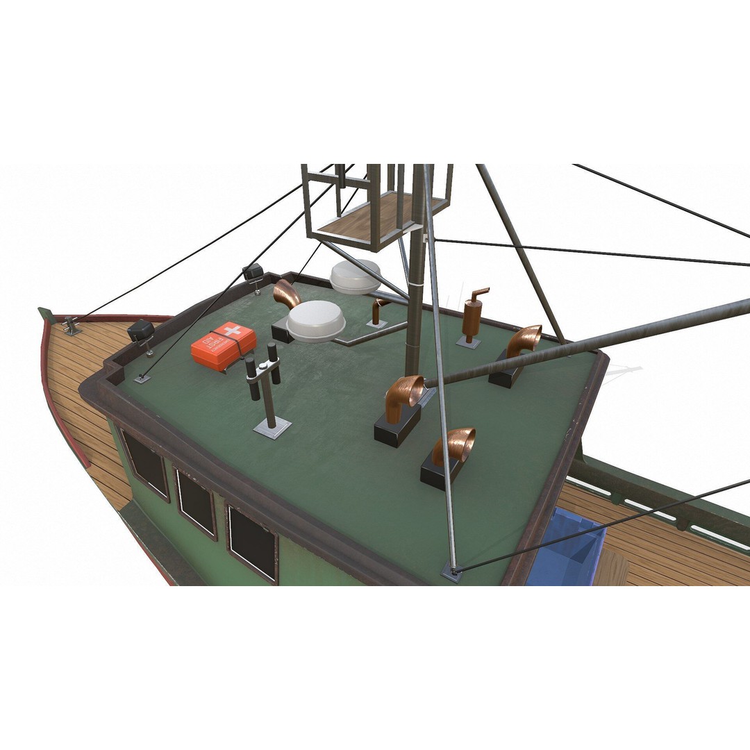 Fishing Boat 3D Model – Low Poly PBR Game Asset, FBX, OBJ - View 19