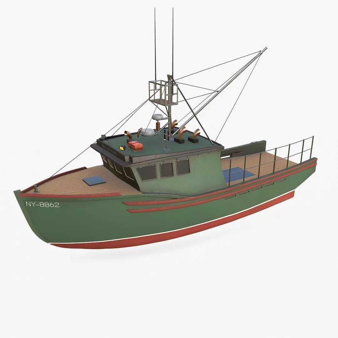 Fishing Boat 3D Model – Low Poly PBR Game Asset, FBX, OBJ - View 2