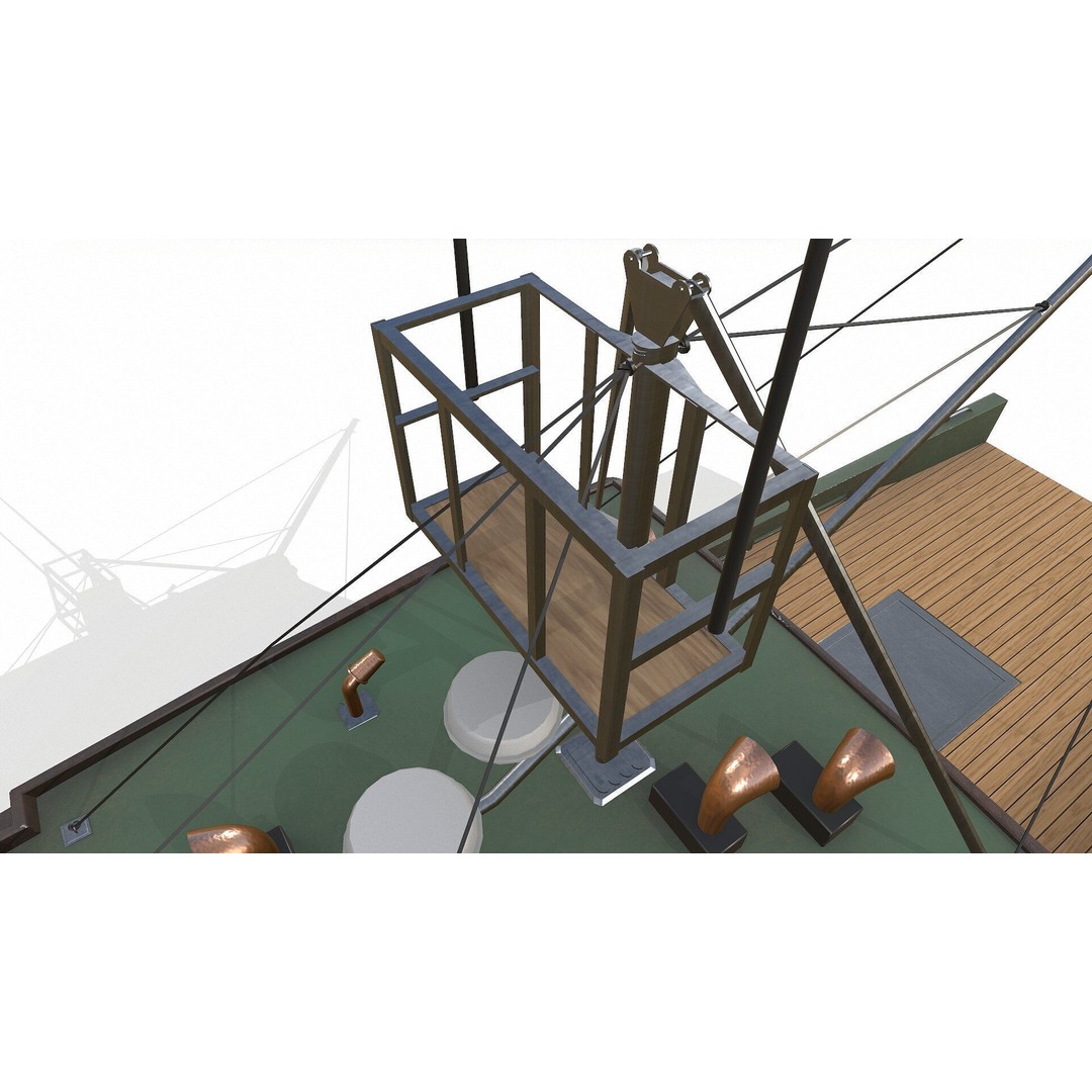 Fishing Boat 3D Model – Low Poly PBR Game Asset, FBX, OBJ - View 20