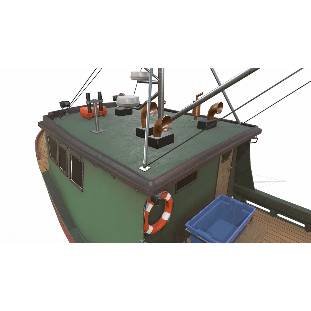 Fishing Boat 3D Model – Low Poly PBR Game Asset, FBX, OBJ - View 22