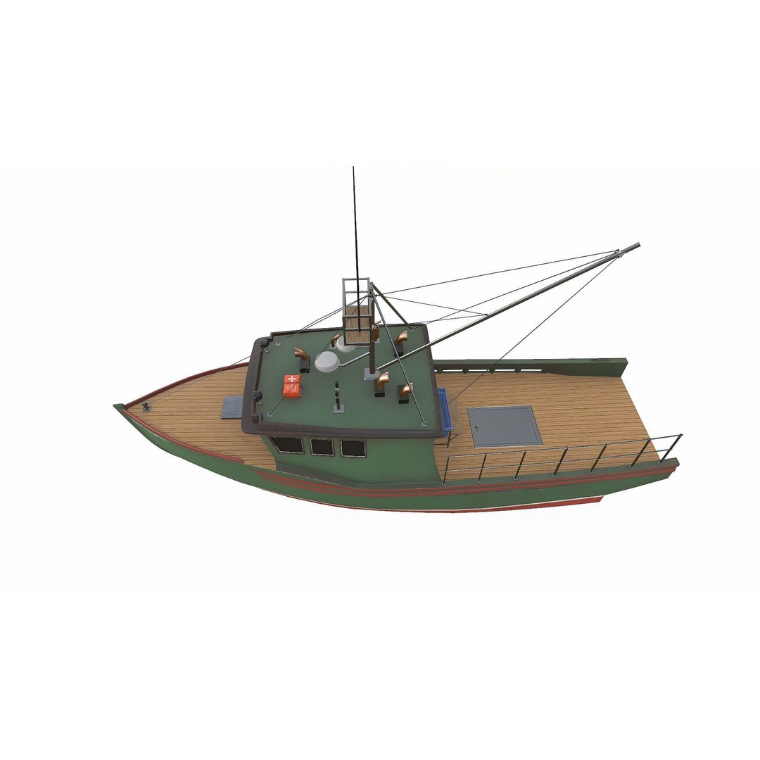 Fishing Boat 3D Model – Low Poly PBR Game Asset, FBX, OBJ - View 26
