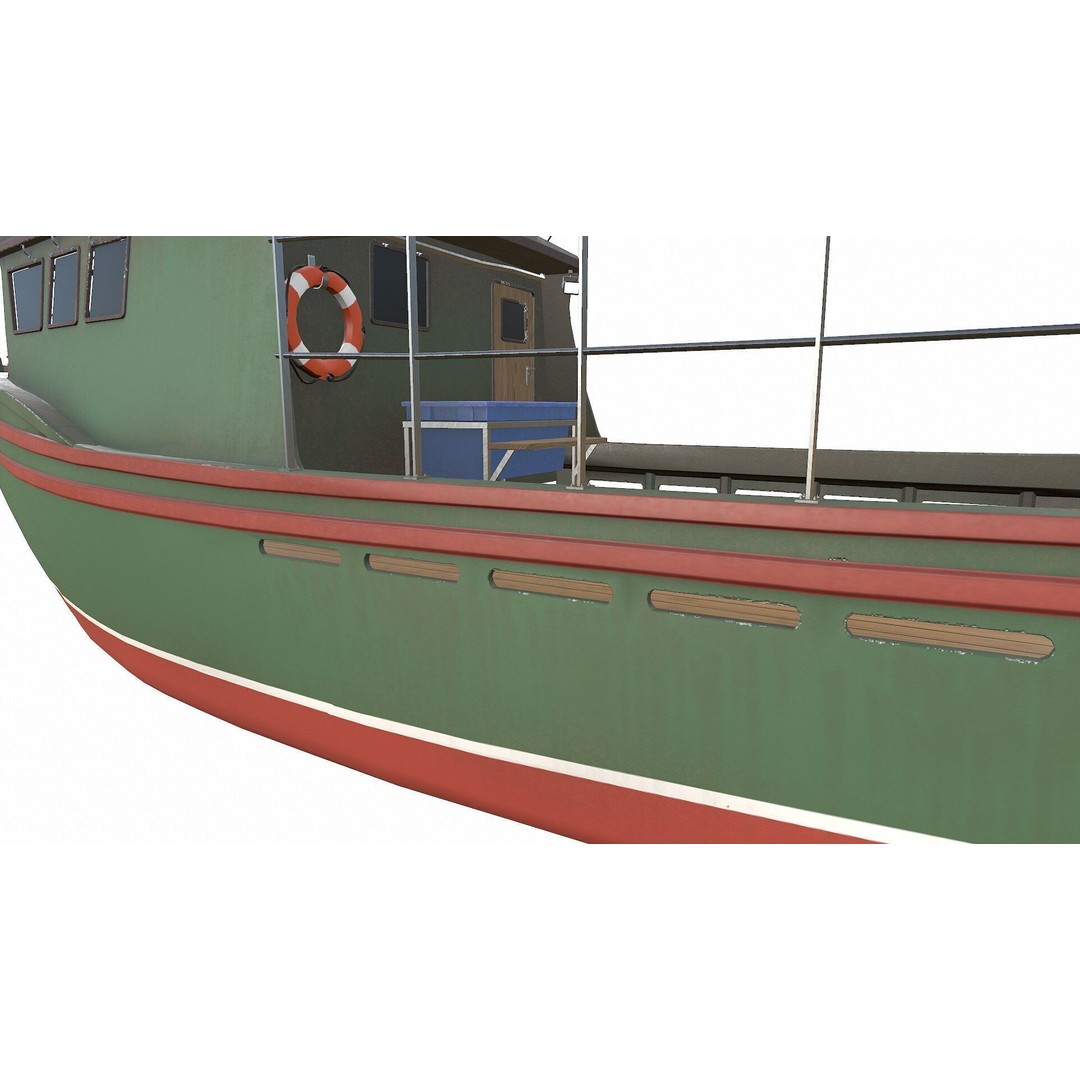 Fishing Boat 3D Model – Low Poly PBR Game Asset, FBX, OBJ - View 28
