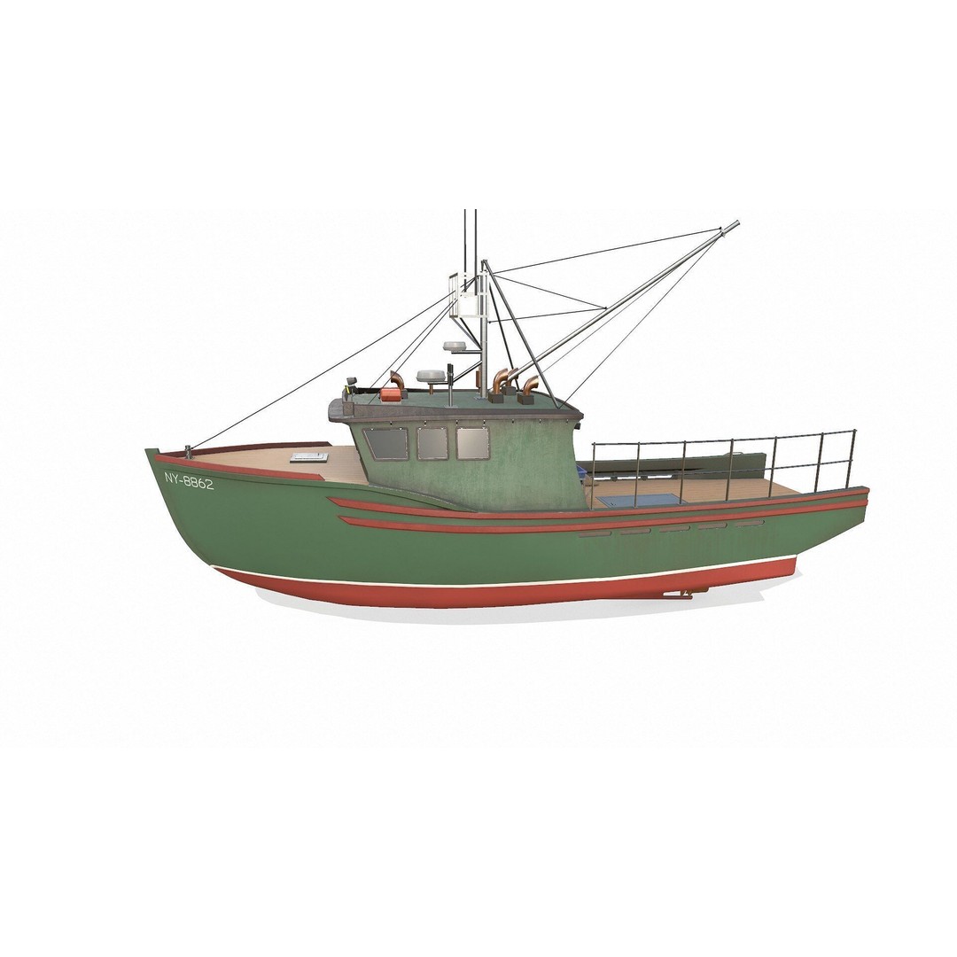 Fishing Boat 3D Model – Low Poly PBR Game Asset, FBX, OBJ - View 4