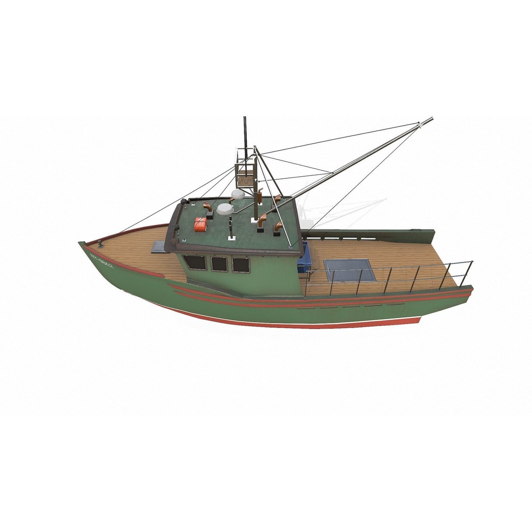 Fishing Boat 3D Model – Low Poly PBR Game Asset, FBX, OBJ - View 5