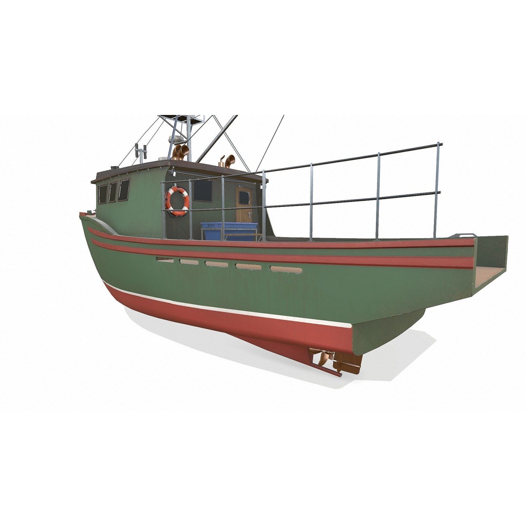 Fishing Boat 3D Model – Low Poly PBR Game Asset, FBX, OBJ - View 6