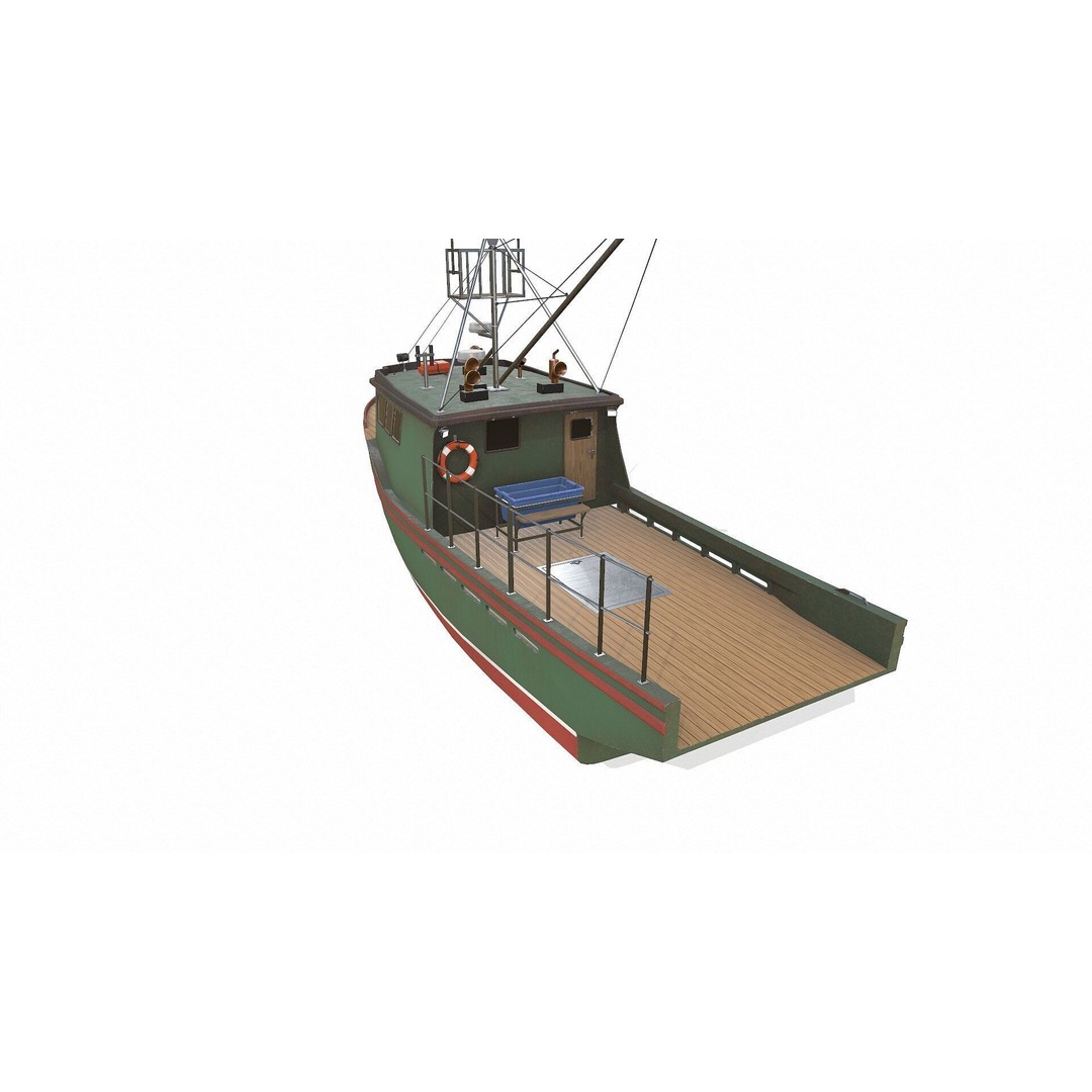 Fishing Boat 3D Model – Low Poly PBR Game Asset, FBX, OBJ - View 7