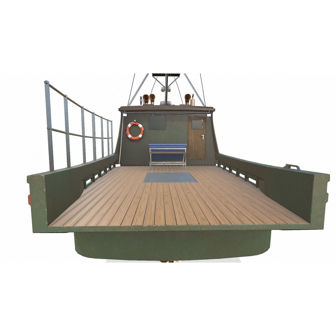 Fishing Boat 3D Model – Low Poly PBR Game Asset, FBX, OBJ - View 8