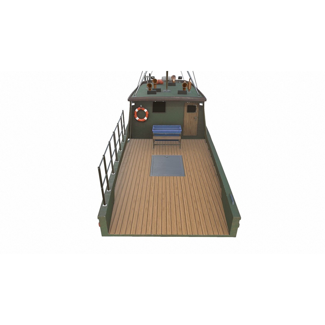 Fishing Boat 3D Model – Low Poly PBR Game Asset, FBX, OBJ - View 9