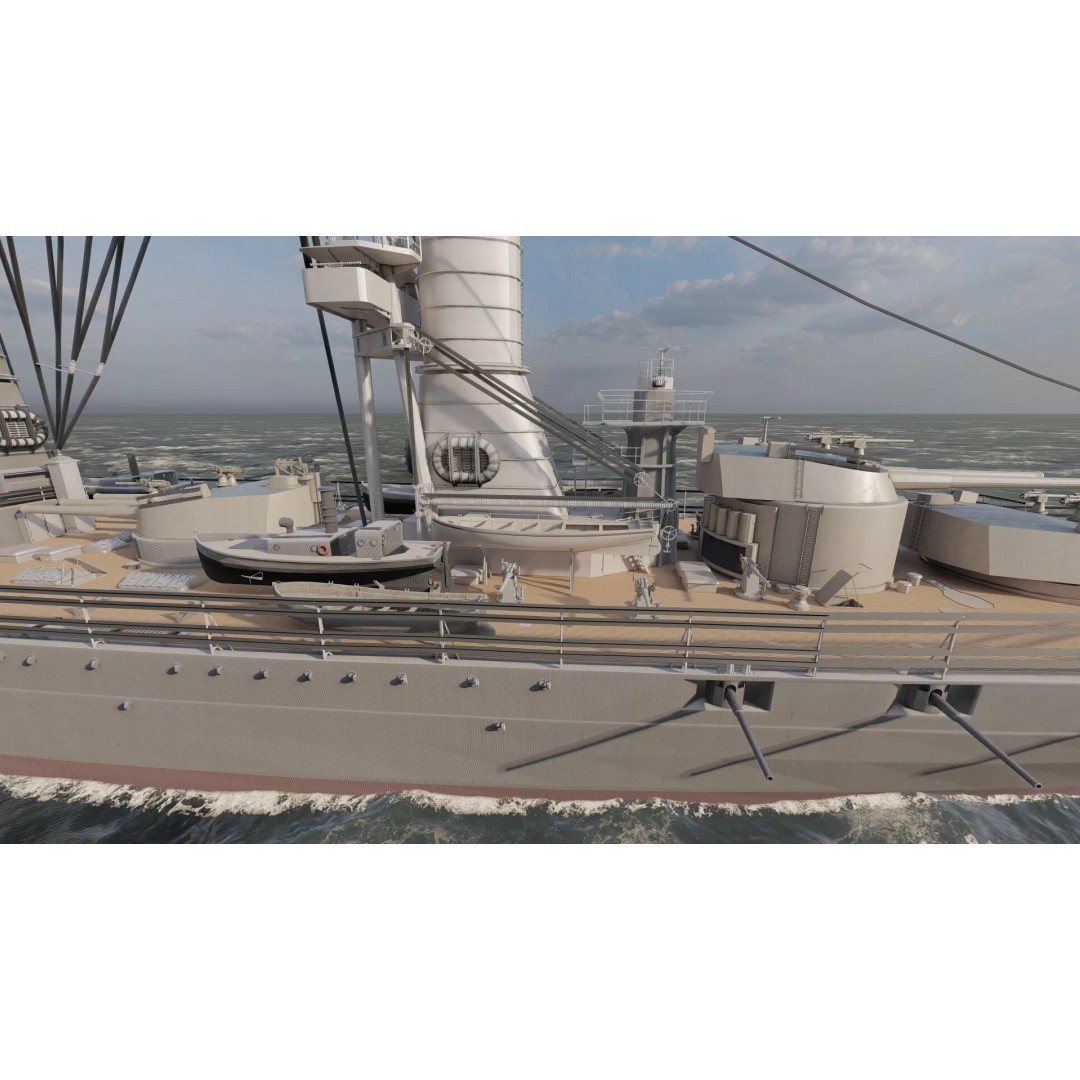 WW1 Detailed Steam Generic Battleship 3D Model – Textured Naval Asset, Lumion Ready - View 14