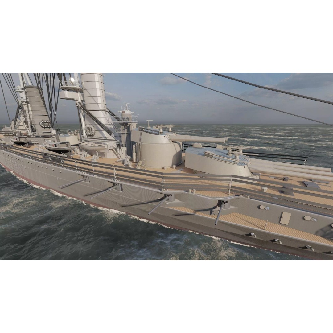 WW1 Detailed Steam Generic Battleship 3D Model – Textured Naval Asset, Lumion Ready - View 15