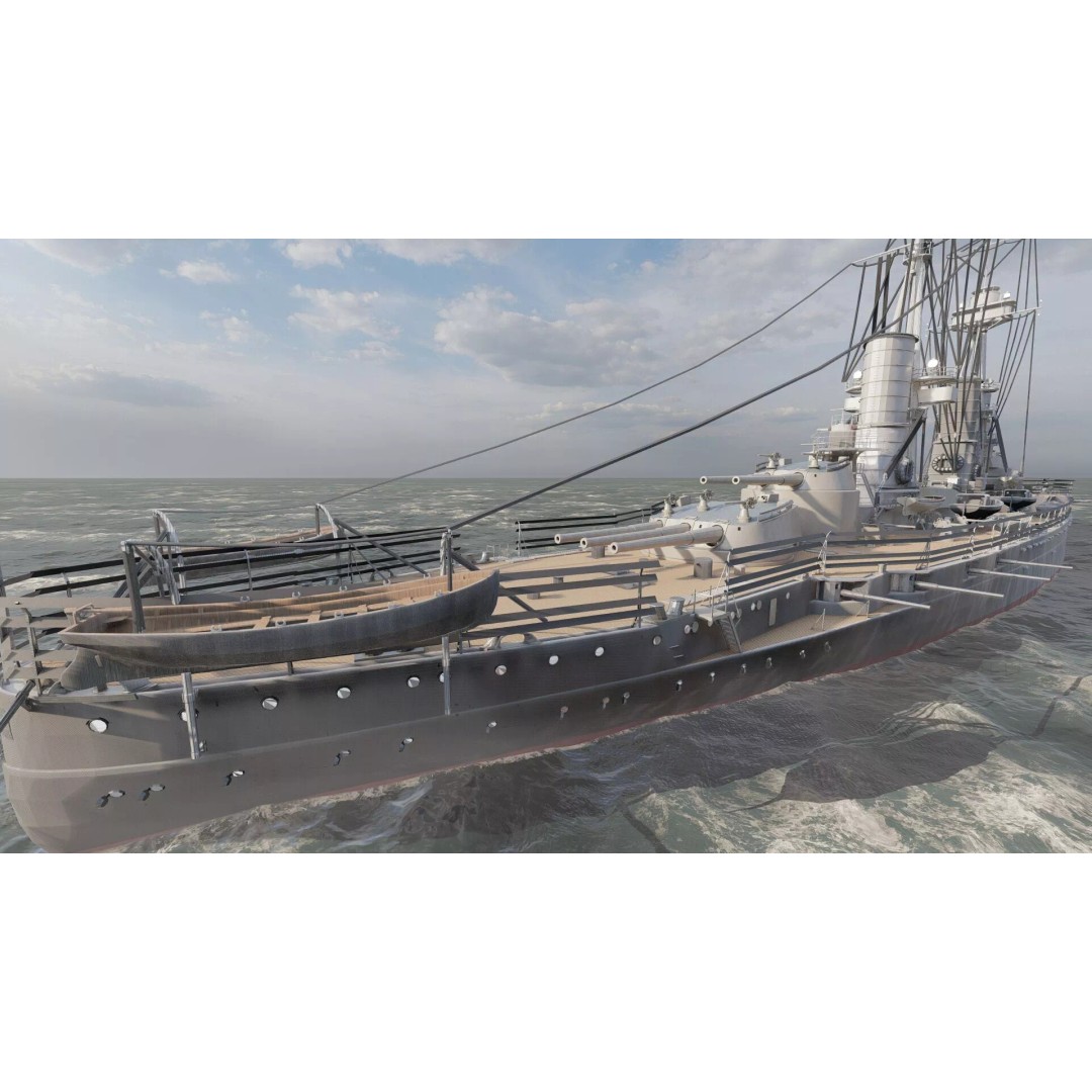 WW1 Detailed Steam Generic Battleship 3D Model – Textured Naval Asset, Lumion Ready - View 18