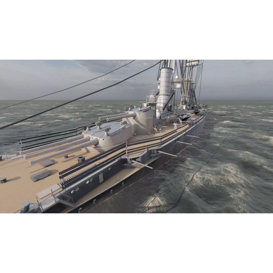 WW1 Detailed Steam Generic Battleship 3D Model – Textured Naval Asset, Lumion Ready - View 19