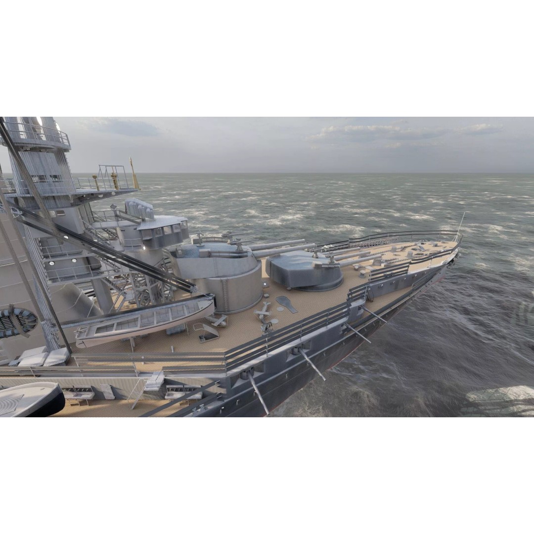 WW1 Detailed Steam Generic Battleship 3D Model – Textured Naval Asset, Lumion Ready - View 23