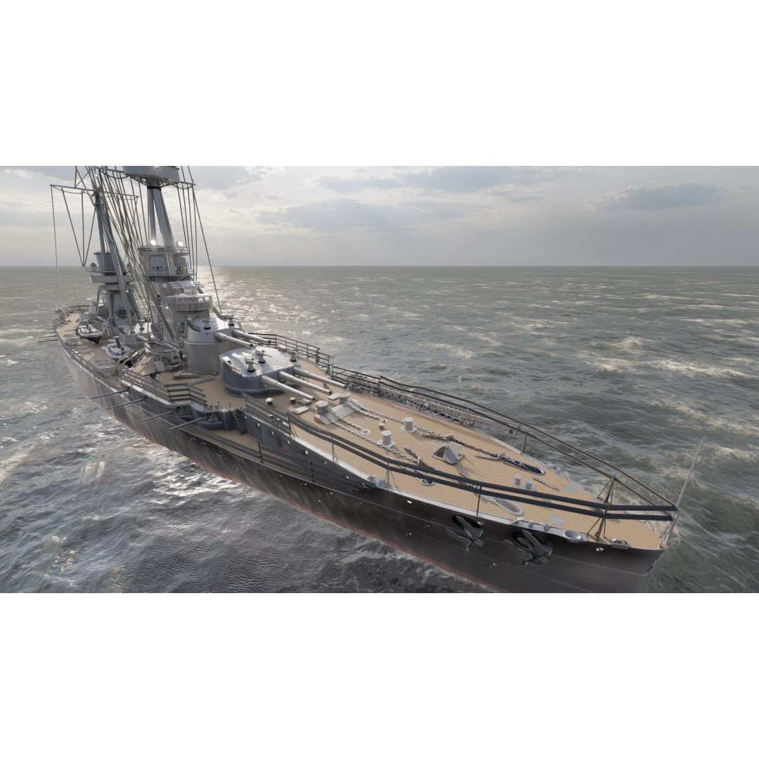 WW1 Detailed Steam Generic Battleship 3D Model – Textured Naval Asset, Lumion Ready - View 24
