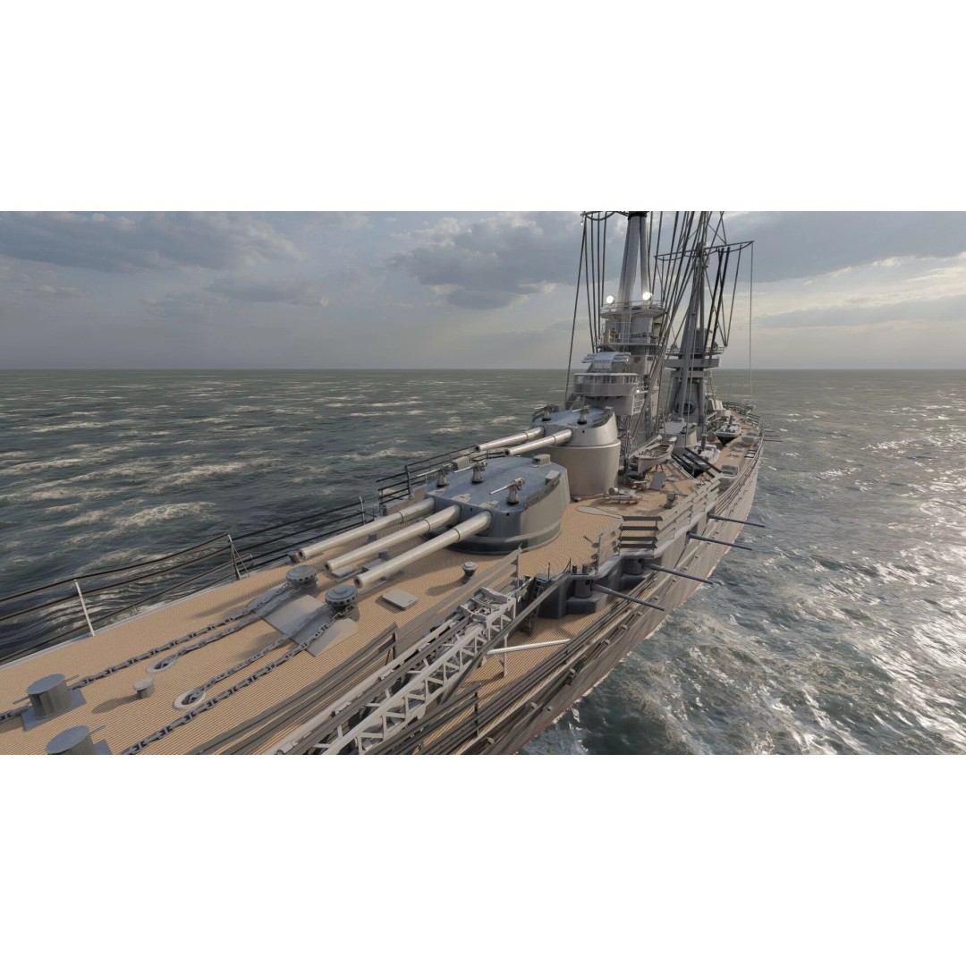 WW1 Detailed Steam Generic Battleship 3D Model – Textured Naval Asset, Lumion Ready - View 26