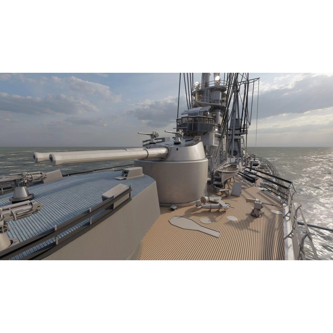 WW1 Detailed Steam Generic Battleship 3D Model – Textured Naval Asset, Lumion Ready - View 28