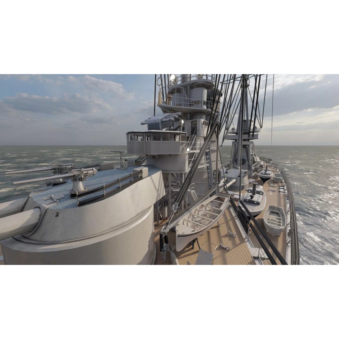 WW1 Detailed Steam Generic Battleship 3D Model – Textured Naval Asset, Lumion Ready - View 29