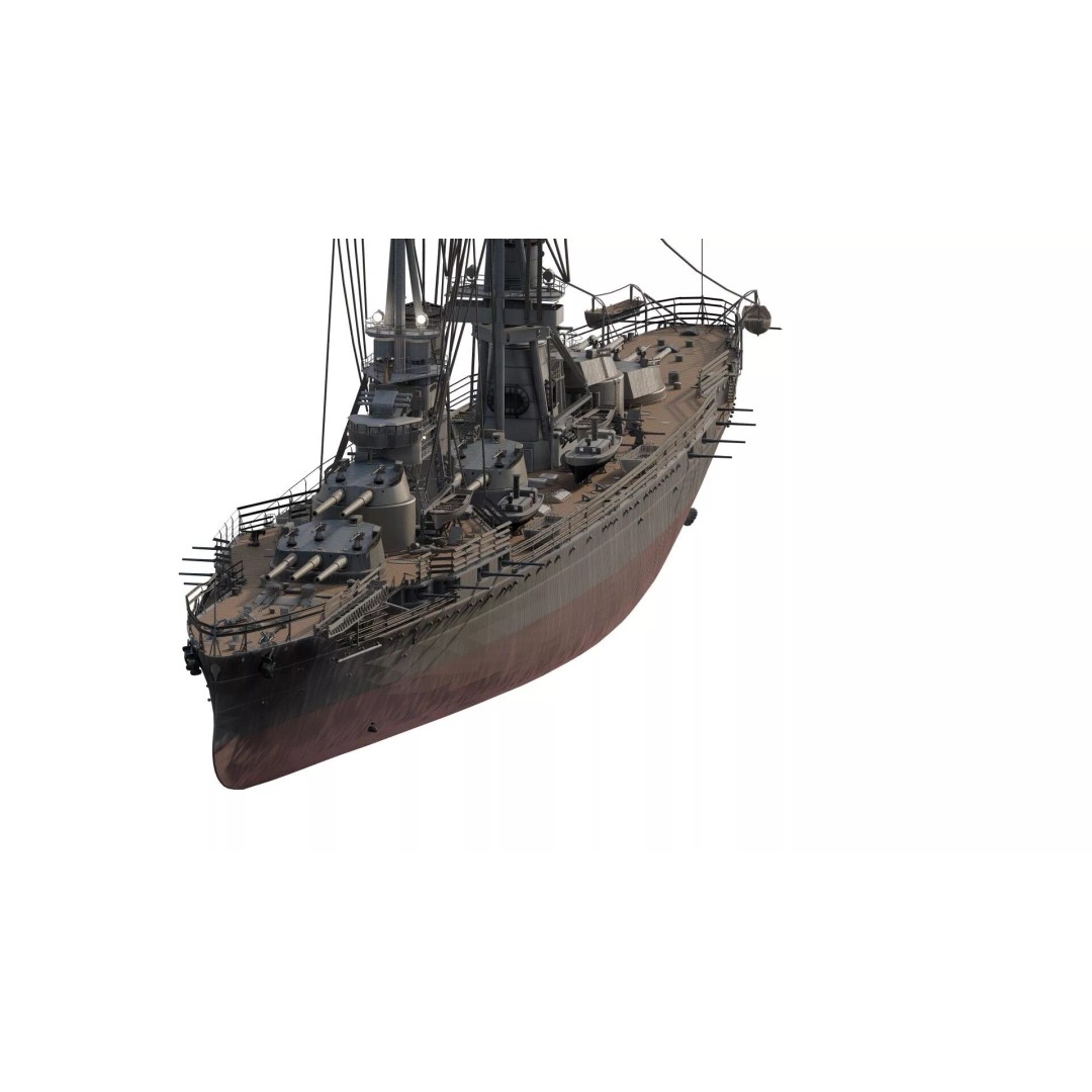 WW1 Detailed Steam Generic Battleship 3D Model – Textured Naval Asset, Lumion Ready - View 3