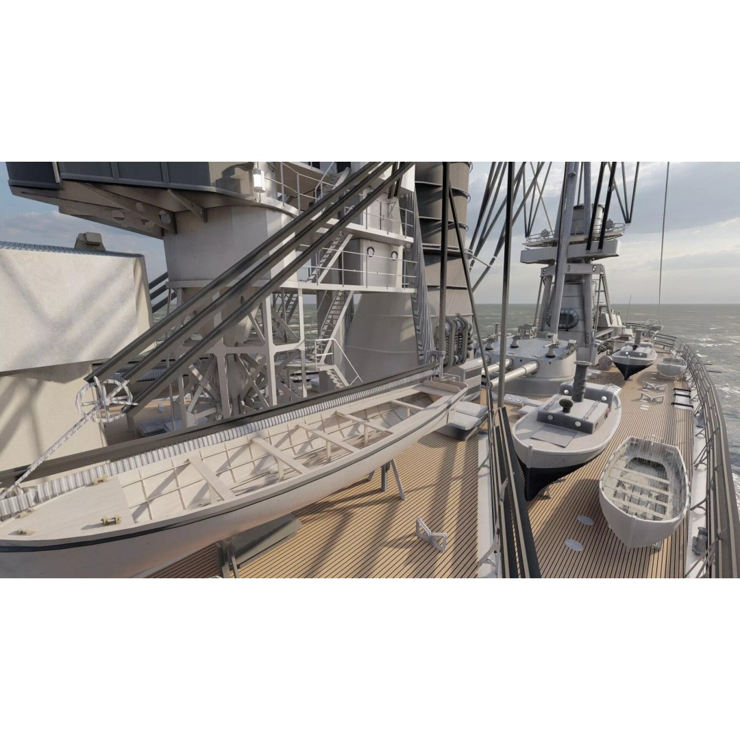 WW1 Detailed Steam Generic Battleship 3D Model – Textured Naval Asset, Lumion Ready - View 30