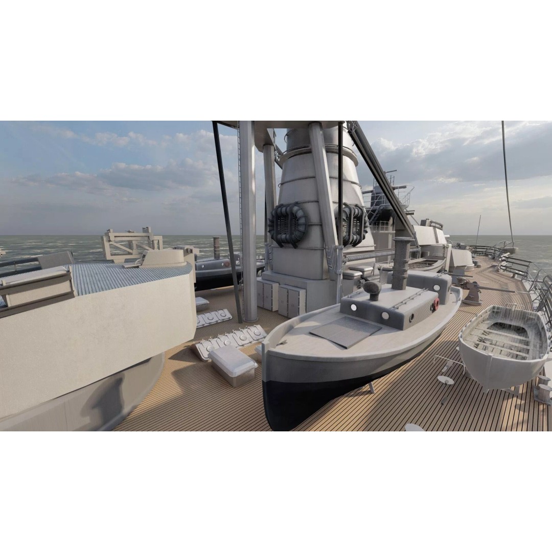 WW1 Detailed Steam Generic Battleship 3D Model – Textured Naval Asset, Lumion Ready - View 34