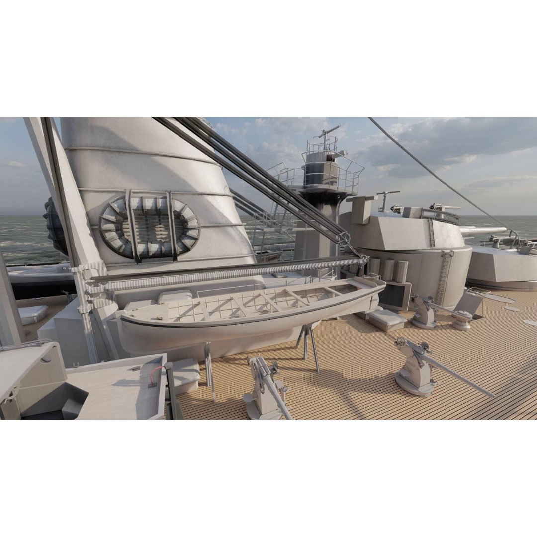 WW1 Detailed Steam Generic Battleship 3D Model – Textured Naval Asset, Lumion Ready - View 35