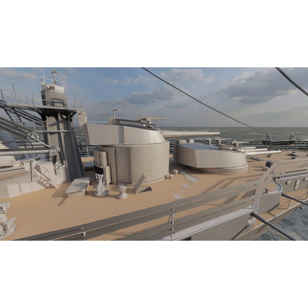 WW1 Detailed Steam Generic Battleship 3D Model – Textured Naval Asset, Lumion Ready - View 36