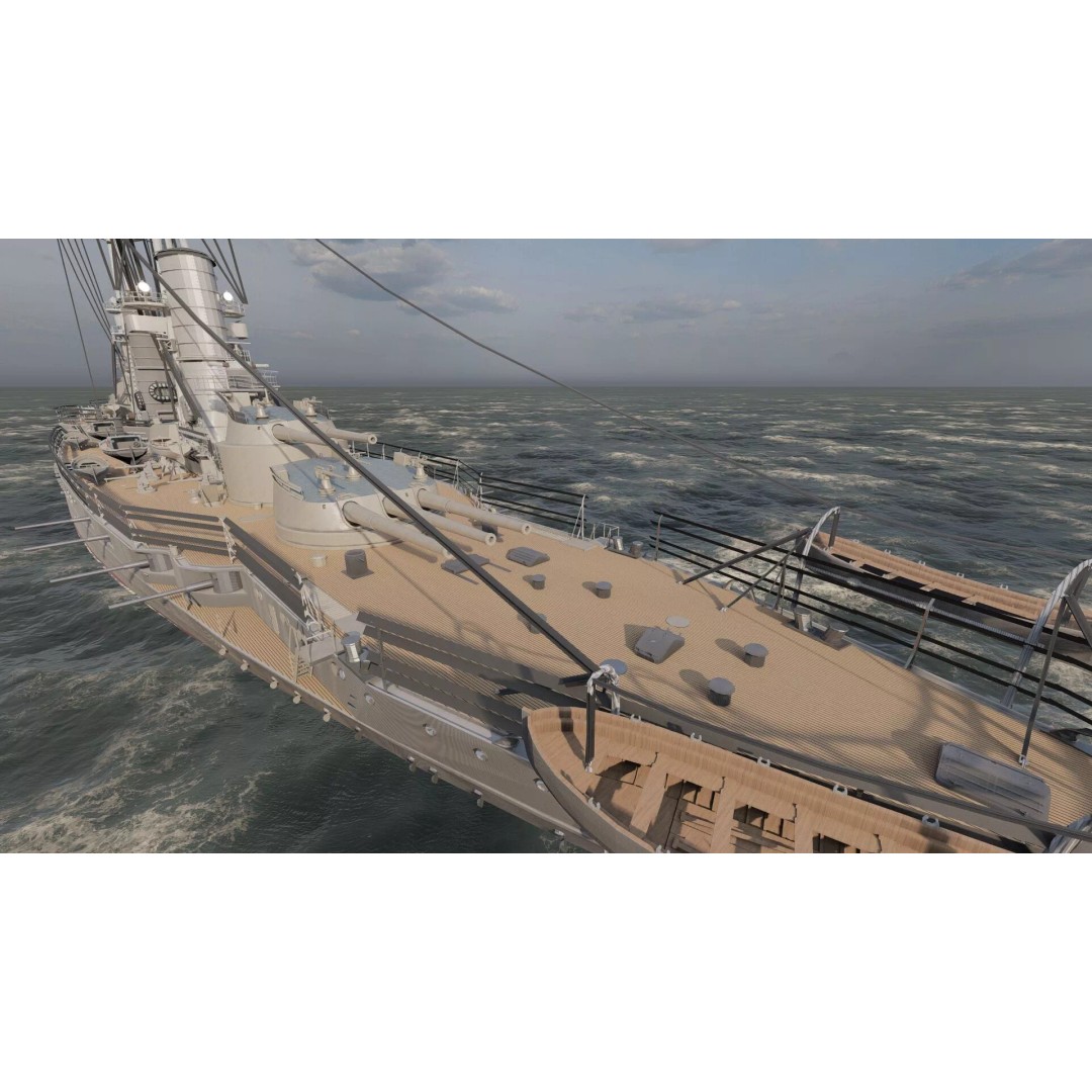 WW1 Detailed Steam Generic Battleship 3D Model – Textured Naval Asset, Lumion Ready - View 38