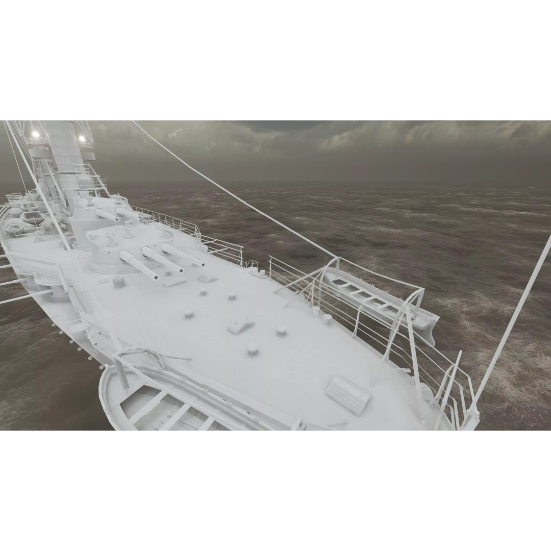 WW1 Detailed Steam Generic Battleship 3D Model – Textured Naval Asset, Lumion Ready - View 41