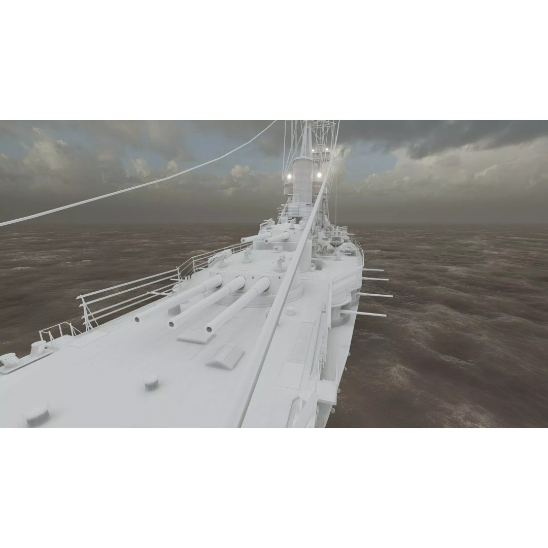 WW1 Detailed Steam Generic Battleship 3D Model – Textured Naval Asset, Lumion Ready - View 42