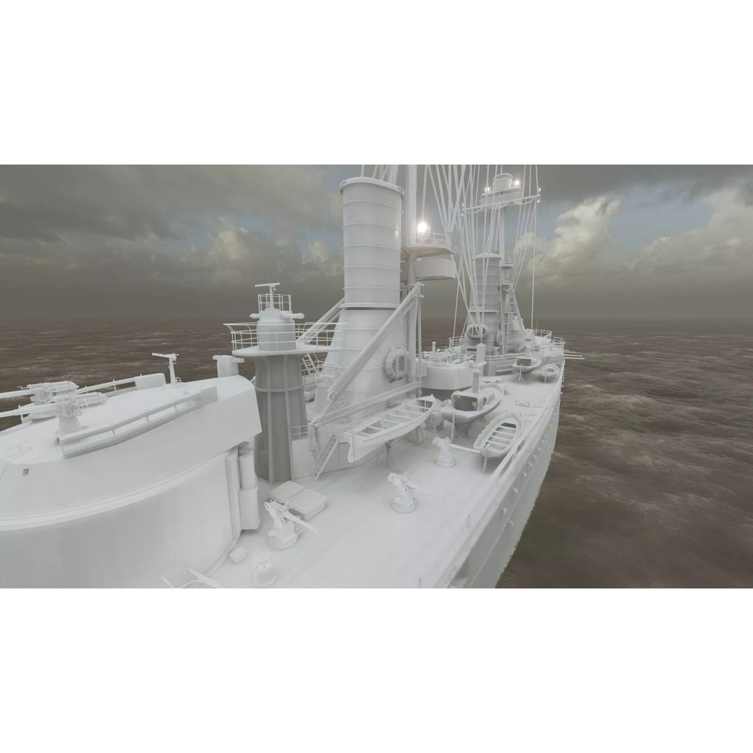 WW1 Detailed Steam Generic Battleship 3D Model – Textured Naval Asset, Lumion Ready - View 44