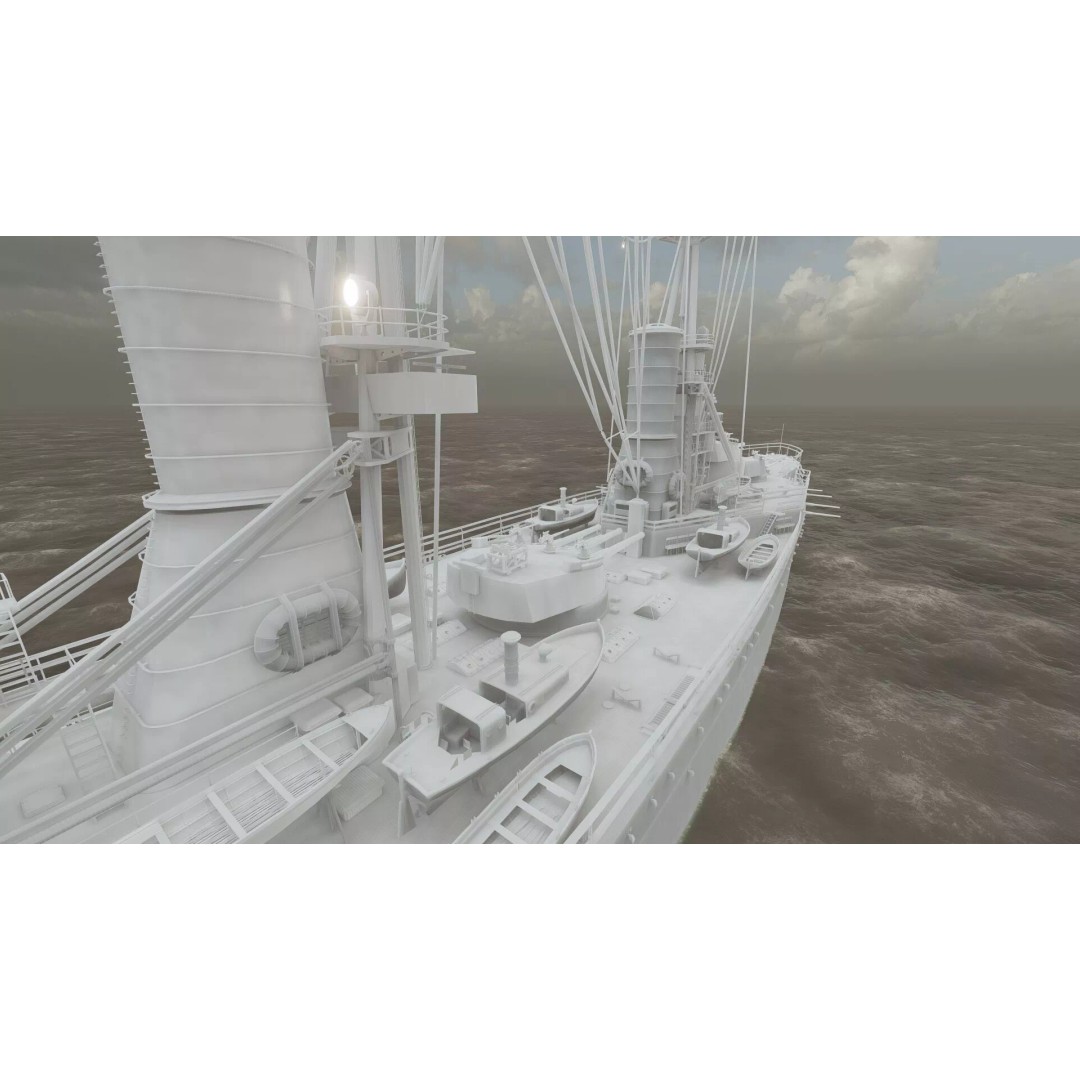 WW1 Detailed Steam Generic Battleship 3D Model – Textured Naval Asset, Lumion Ready - View 45