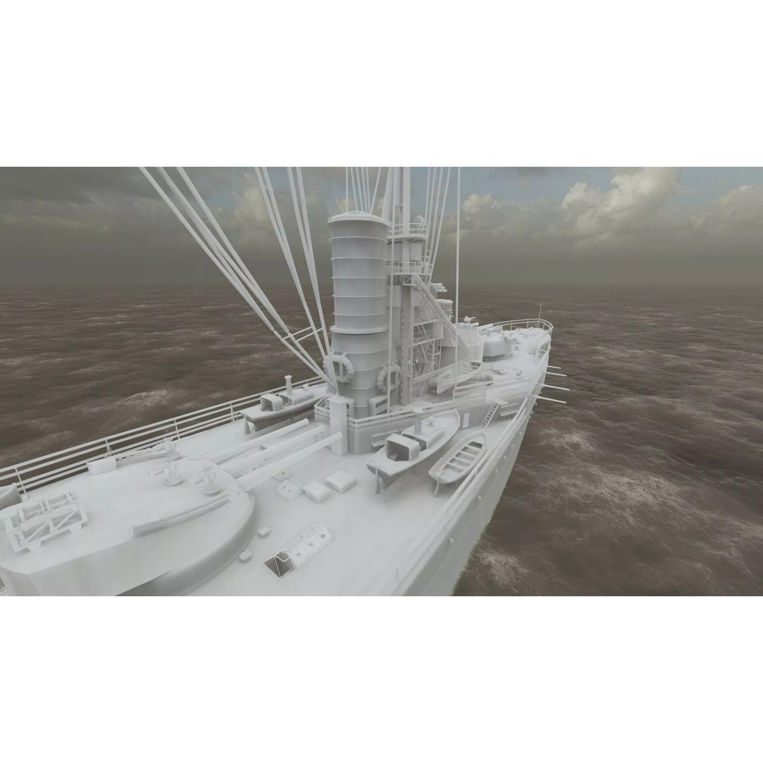 WW1 Detailed Steam Generic Battleship 3D Model – Textured Naval Asset, Lumion Ready - View 46