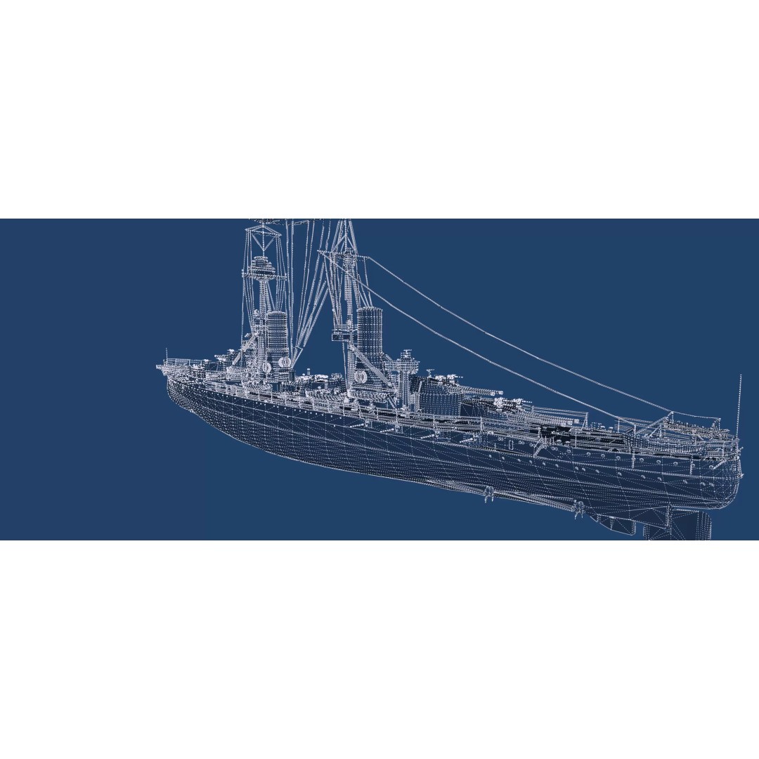 WW1 Detailed Steam Generic Battleship 3D Model – Textured Naval Asset, Lumion Ready - View 51