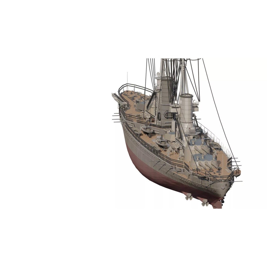 WW1 Detailed Steam Generic Battleship 3D Model – Textured Naval Asset, Lumion Ready - View 7