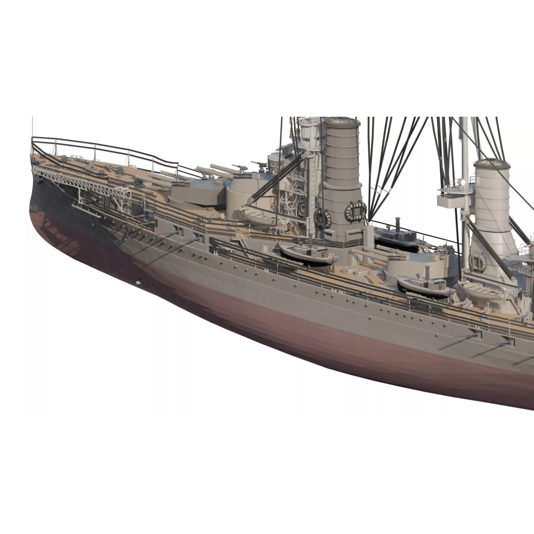 WW1 Detailed Steam Generic Battleship 3D Model – Textured Naval Asset, Lumion Ready - View 8