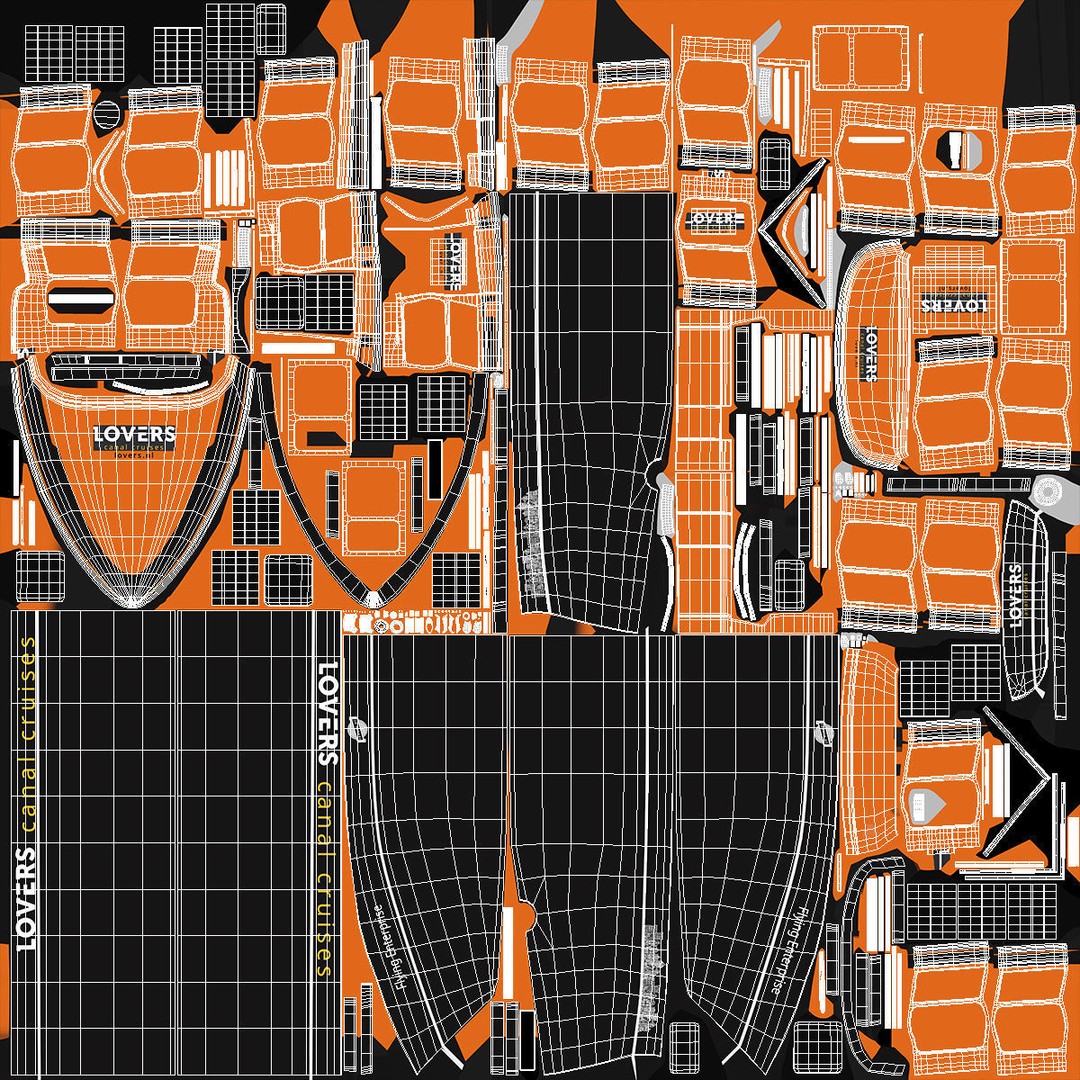 Amsterdam Canal Orange Cruise Boat 3D Model – PBR Textured, FBX & OBJ Formats - View 19