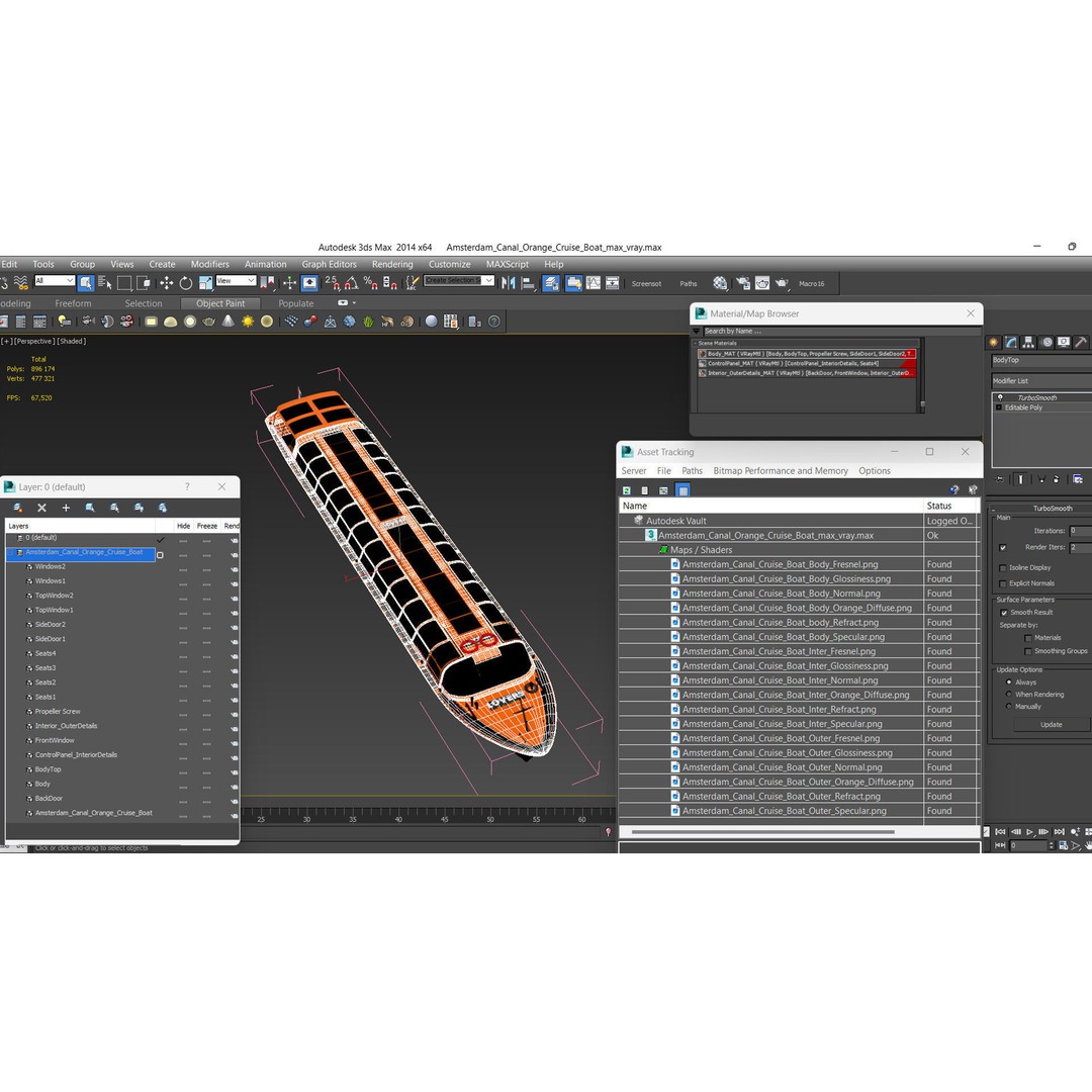 Amsterdam Canal Orange Cruise Boat 3D Model – PBR Textured, FBX & OBJ Formats - View 21
