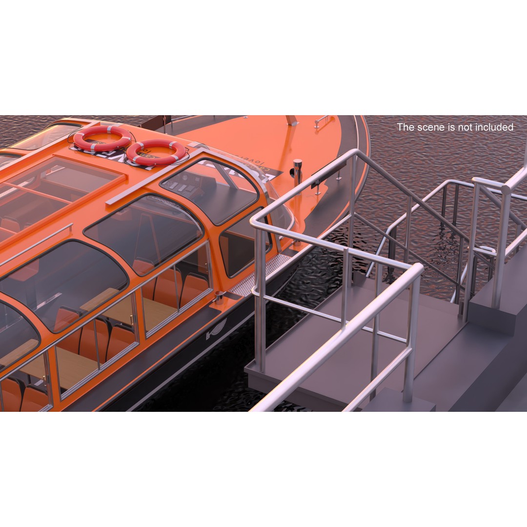 Amsterdam Canal Orange Cruise Boat 3D Model – PBR Textured, FBX & OBJ Formats - View 3