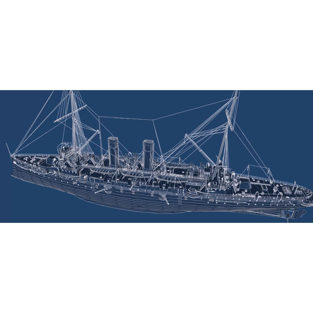 Late 1800s Royal Navy Cruiser 3D Model – High Detail, Game-Ready, Lumion