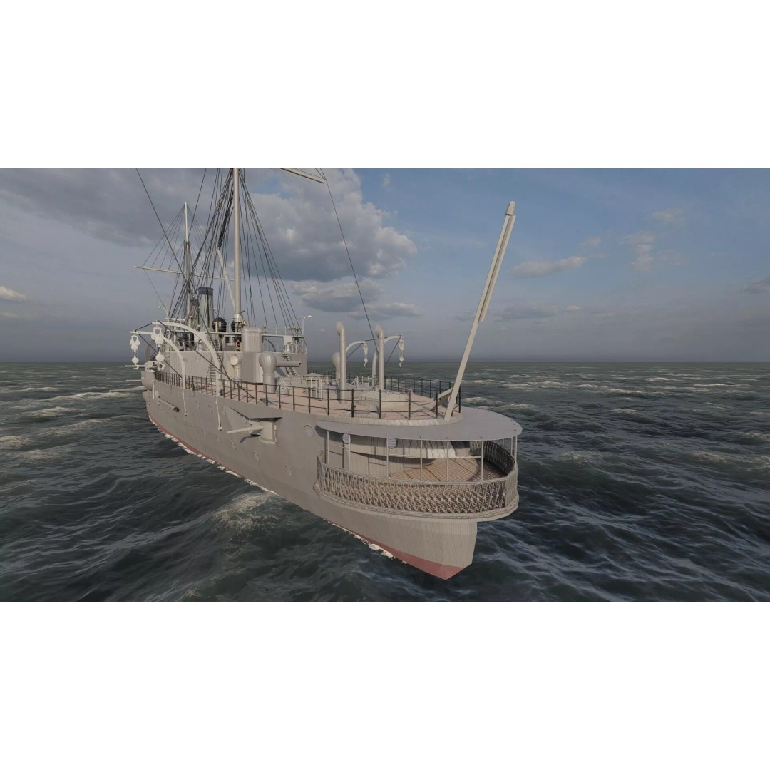 Late 1800s Royal Navy Cruiser 3D Model – High Detail, Game-Ready, Lumion - View 17