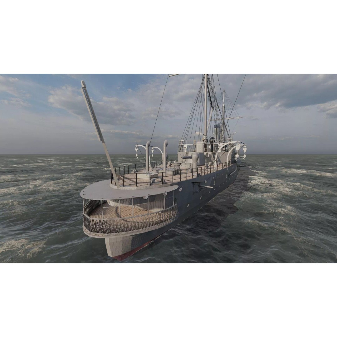 Late 1800s Royal Navy Cruiser 3D Model – High Detail, Game-Ready, Lumion - View 18