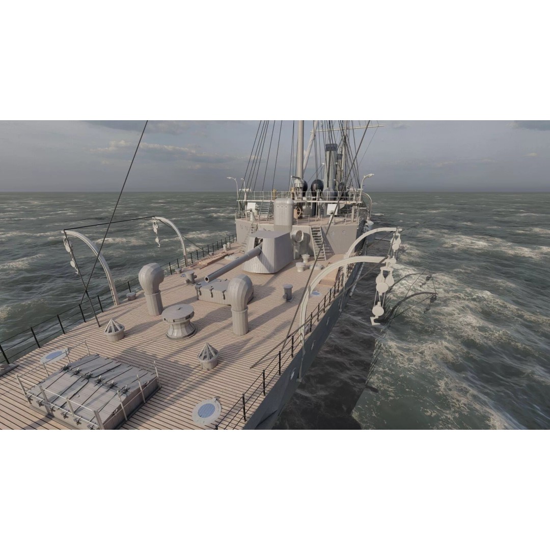 Late 1800s Royal Navy Cruiser 3D Model – High Detail, Game-Ready, Lumion - View 19