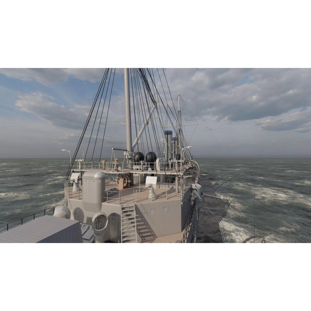 Late 1800s Royal Navy Cruiser 3D Model – High Detail, Game-Ready, Lumion - View 20