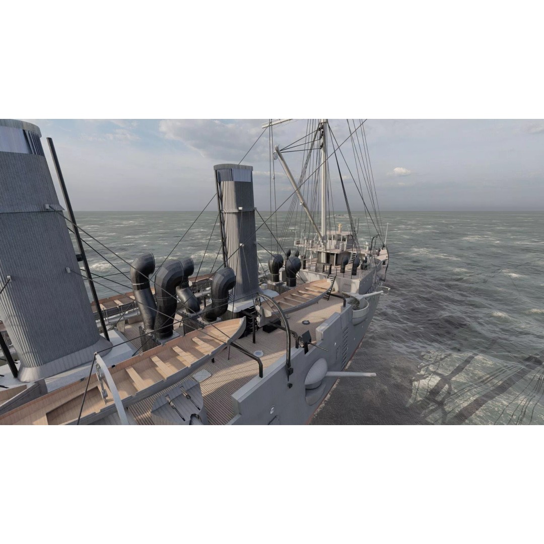 Late 1800s Royal Navy Cruiser 3D Model – High Detail, Game-Ready, Lumion - View 22