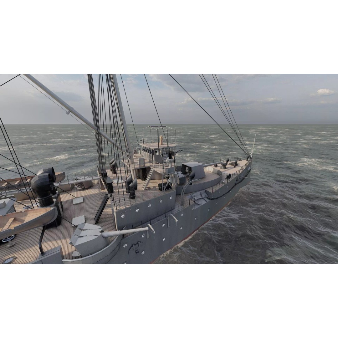 Late 1800s Royal Navy Cruiser 3D Model – High Detail, Game-Ready, Lumion - View 23