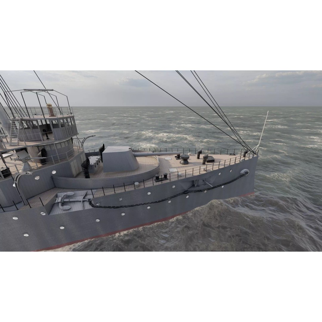Late 1800s Royal Navy Cruiser 3D Model – High Detail, Game-Ready, Lumion - View 24