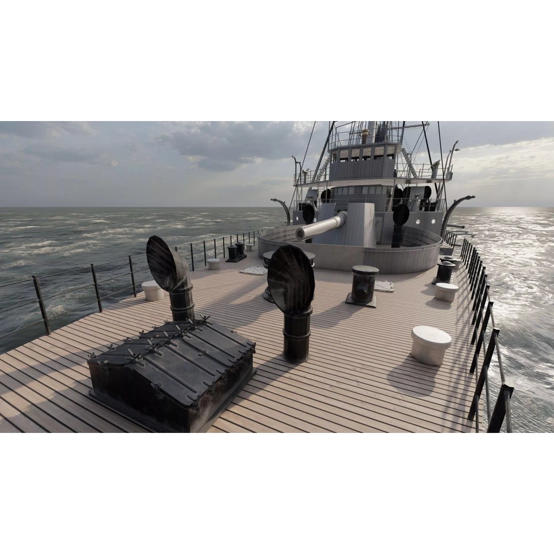 Late 1800s Royal Navy Cruiser 3D Model – High Detail, Game-Ready, Lumion - View 26