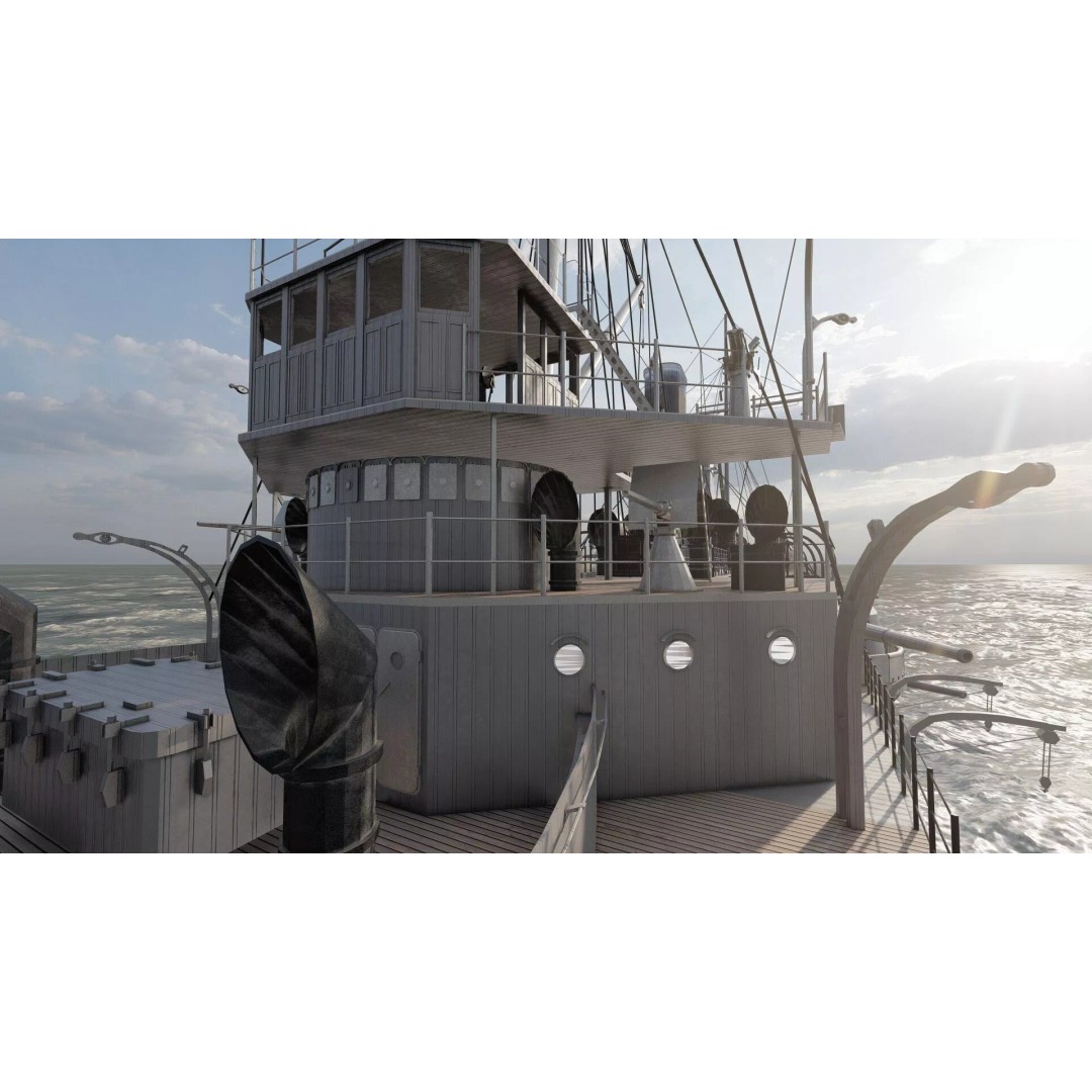 Late 1800s Royal Navy Cruiser 3D Model – High Detail, Game-Ready, Lumion - View 28