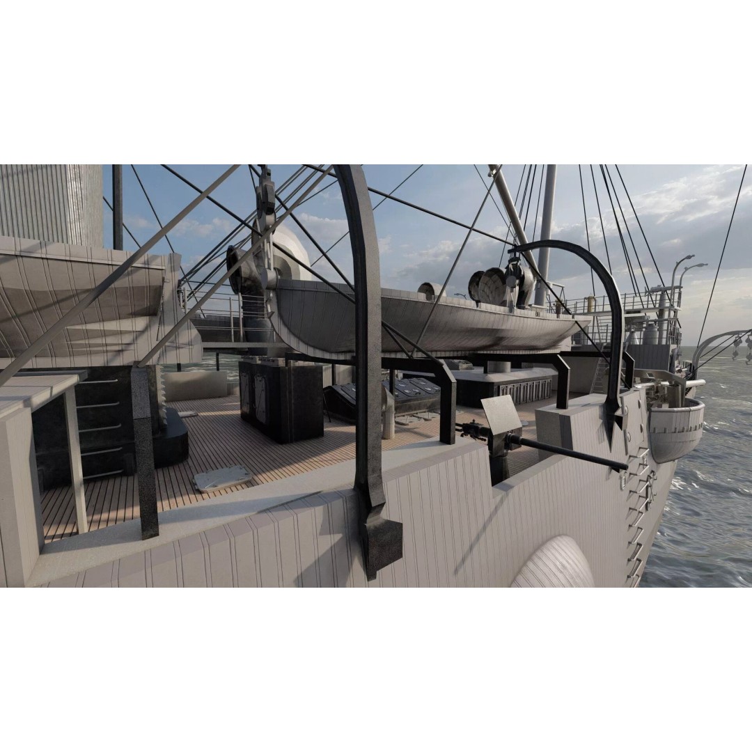 Late 1800s Royal Navy Cruiser 3D Model – High Detail, Game-Ready, Lumion - View 35