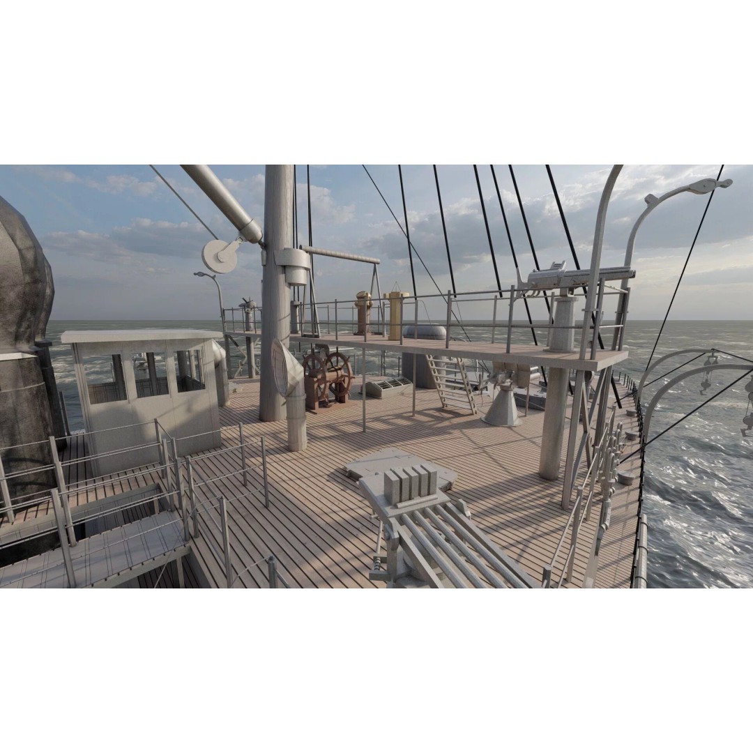 Late 1800s Royal Navy Cruiser 3D Model – High Detail, Game-Ready, Lumion - View 38